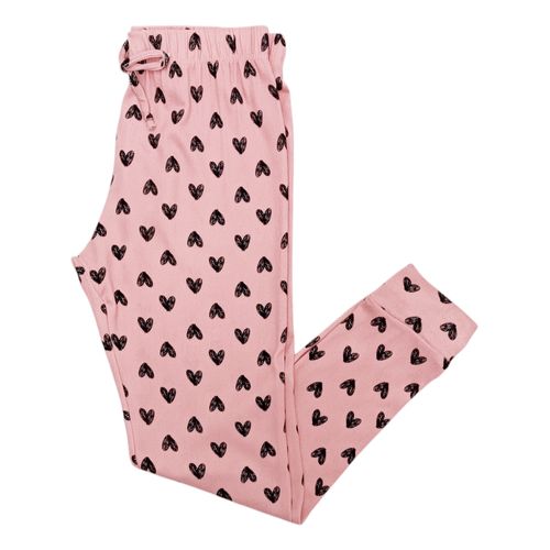 Pantalón de pijama de corazones rosa