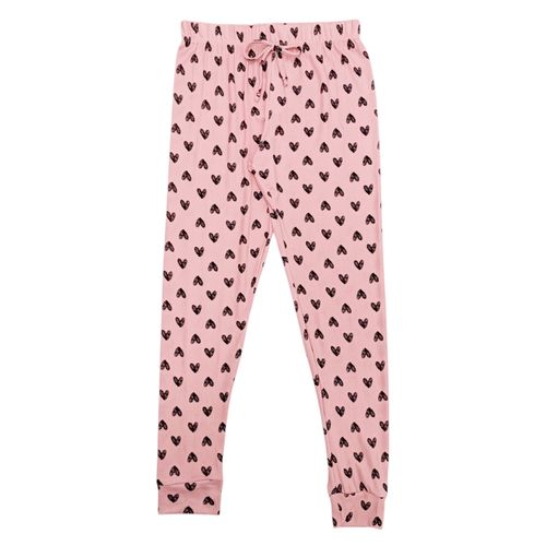 Pantalón de pijama de corazones rosa