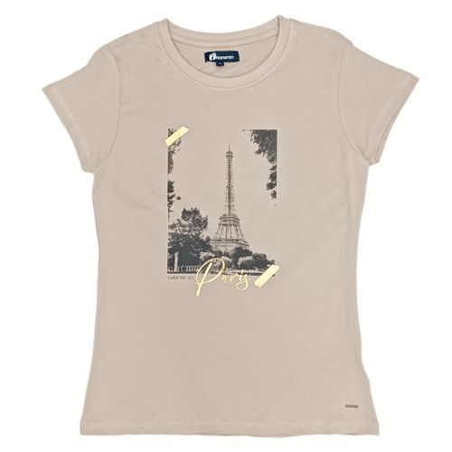 Camiseta beige estampada de Paris