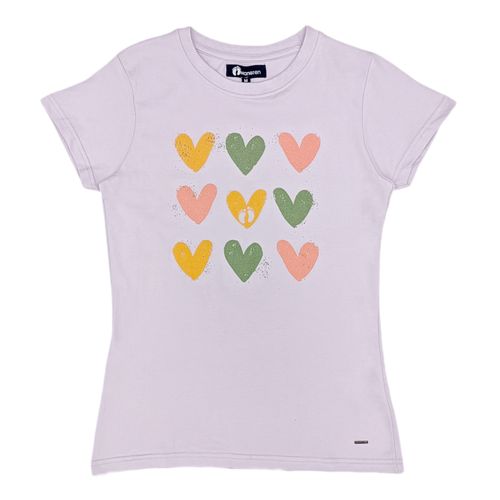 Camiseta lila estampa de corazones