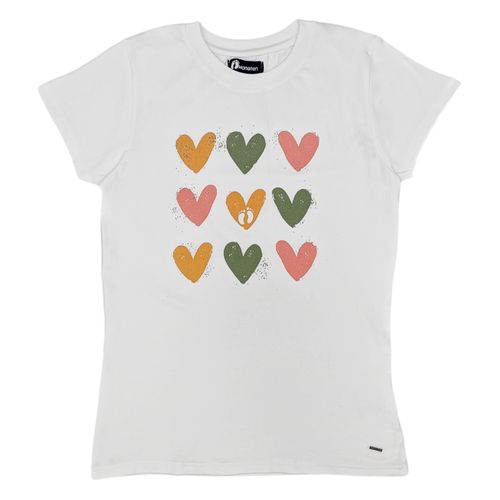 Camiseta blanca estampa de corazones