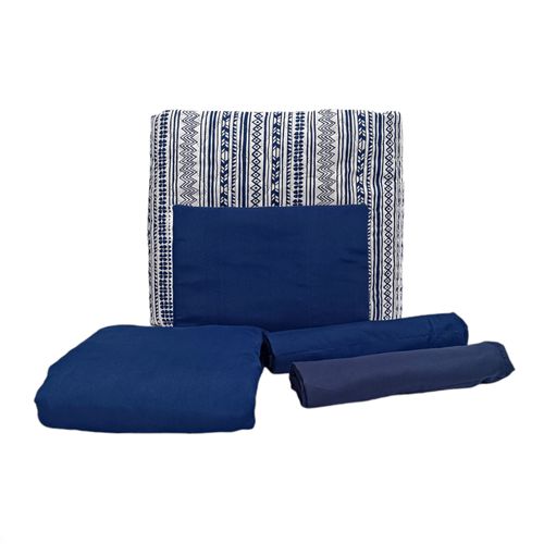 Set de cubrecama twin estampado de 5 piezas azul