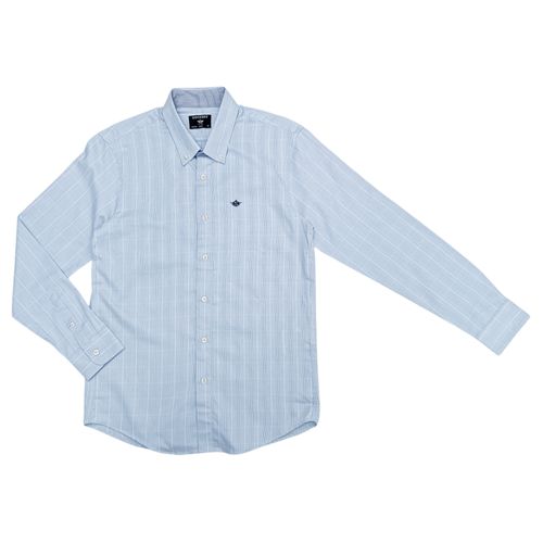 Camisa casual cuadriculada celeste