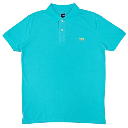 Camisa tipo polo celeste sólido