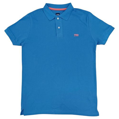 Camisa tipo polo celeste sólido