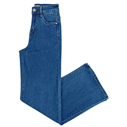 Jeans wide leg azul sólido