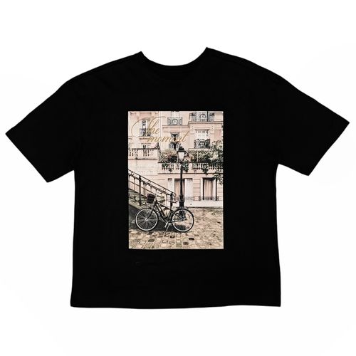 Camiseta oversize estampada negra