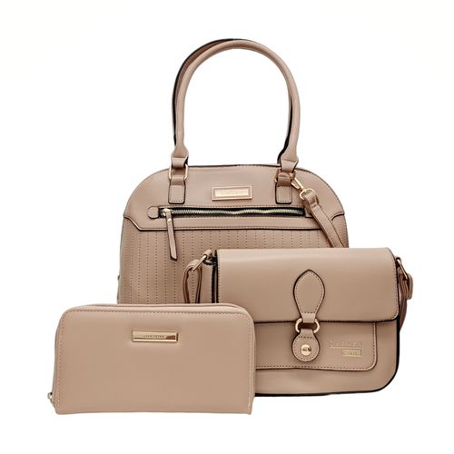 Set de 3 carteras beige con textura