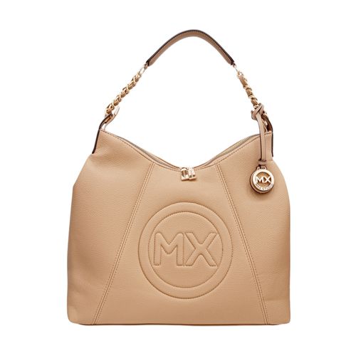 Cartera hobo beige con textura