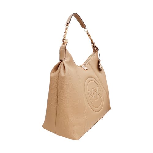 Cartera hobo beige con textura