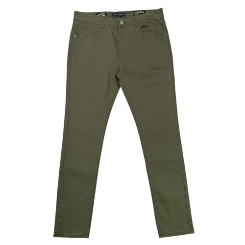 Jeans slim verde sólido