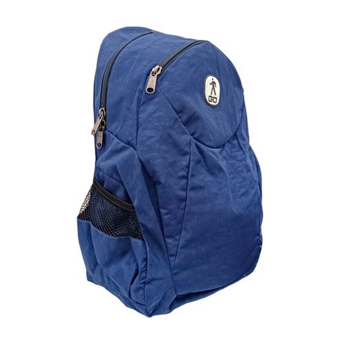 Mochila azul estampada