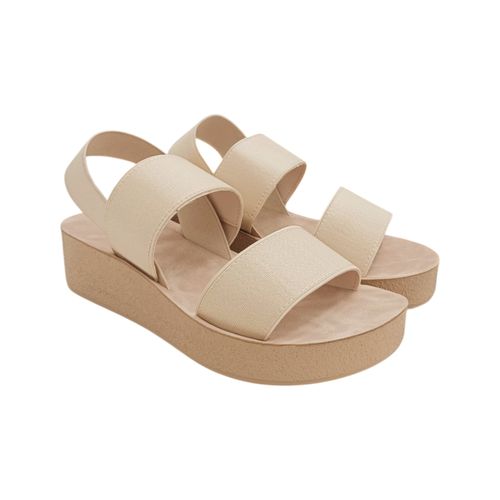 Sandalias de plataforma beige  sólido