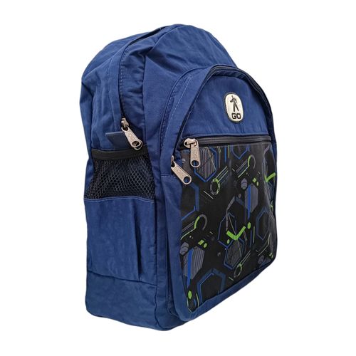 Mochila azul estampada