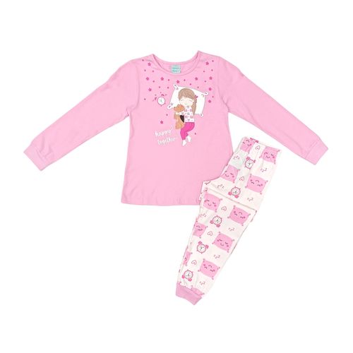 Pijama rosa estampada