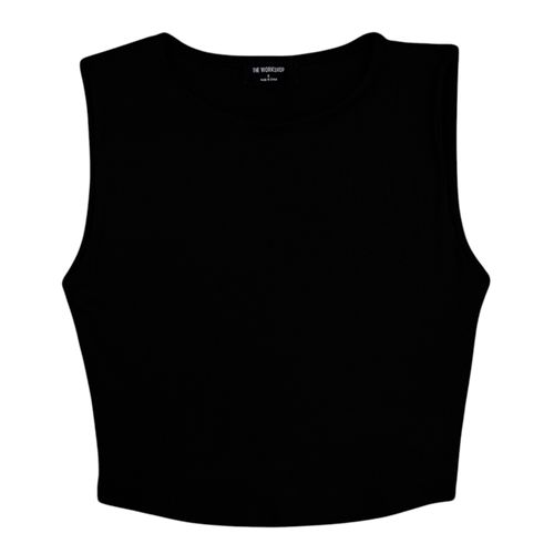 Blusa crop negra sólida