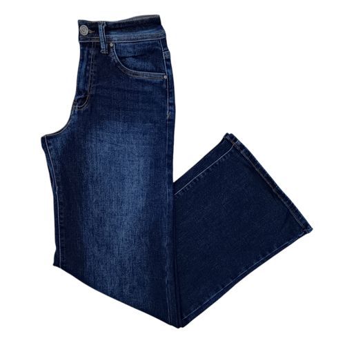 Wide leg jeans azul sólido