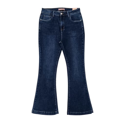 Flare jeans curvy azul sólido