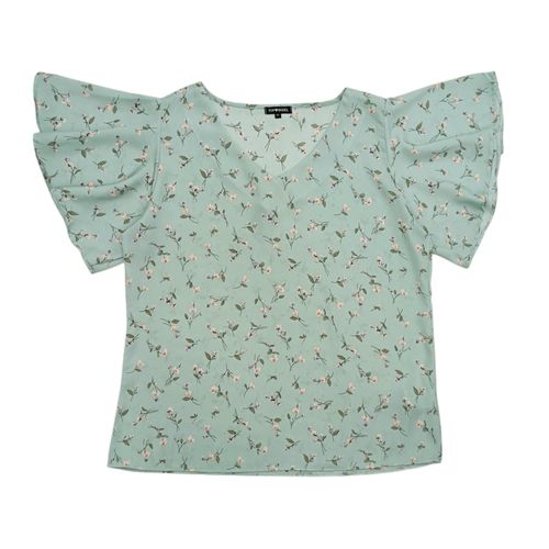 Blusa curvy verde estampada