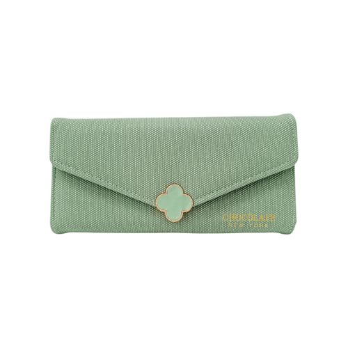 Billetera trifold verde sólido