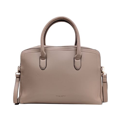 Cartera satchel beige sólido