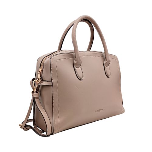 Cartera satchel beige sólido