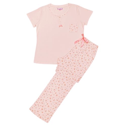 Pijama de pantalón rosa estampada