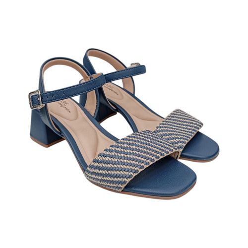 Sandalias de tacón azul sólido