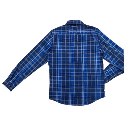 Camisa casual azul cuadriculada