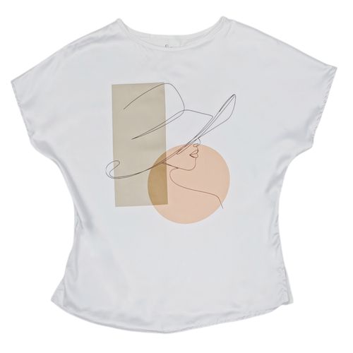 Blusa blanca estampado nude