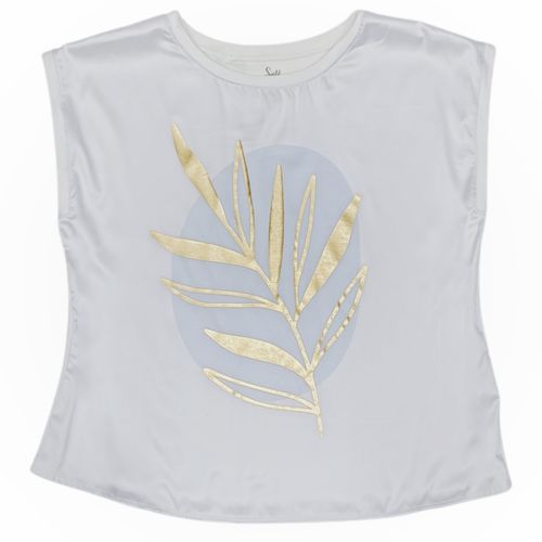 Blusa blanca estampado dorado