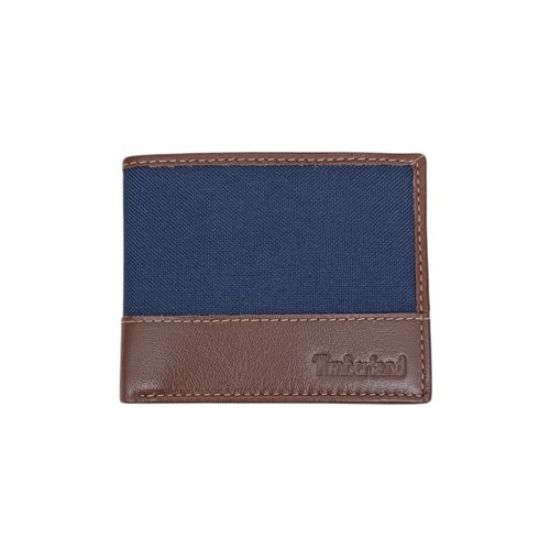 Billetera azul bifold con textura