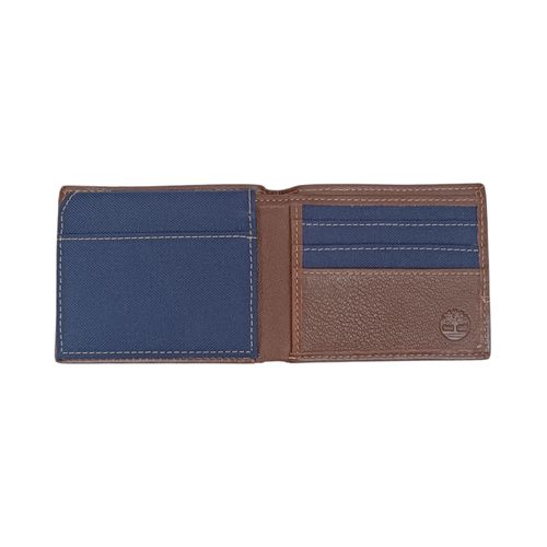 Billetera azul bifold con textura