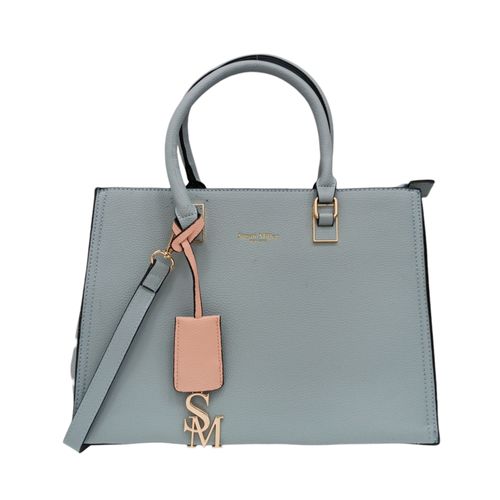 Cartera shopper celeste sólido