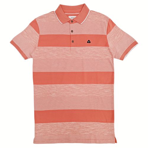 Camisa tipo polo rosa rayada