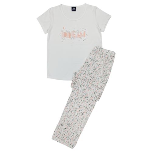 Pijama de pantalón estampada blanca