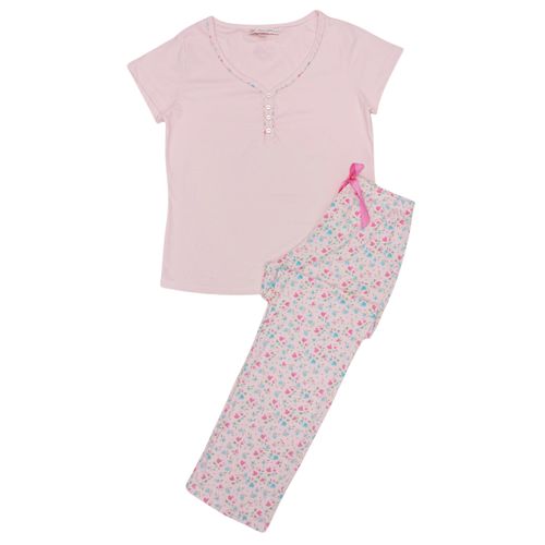 Pijama con pantalón rosa estampado