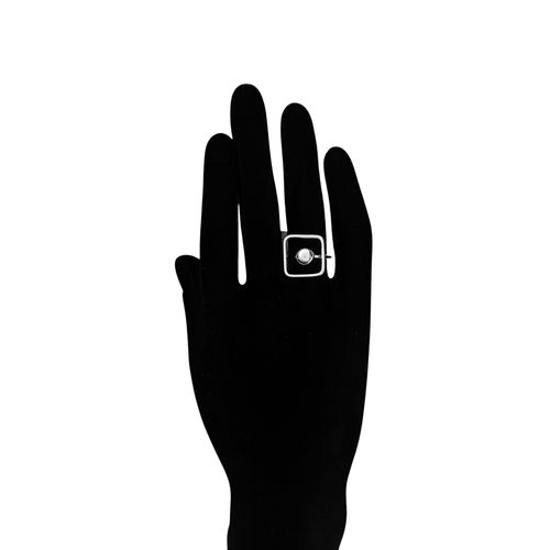 Anillo plateado cuadrado - talla 8