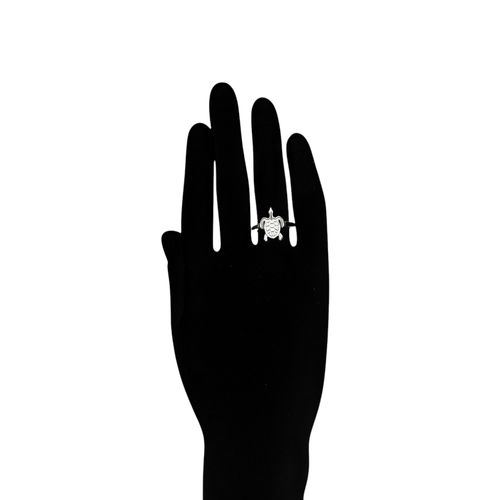 Anillo plateado de tortuga - talla 8