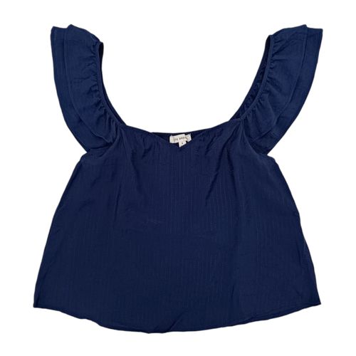 Blusa navy sólido con ruffle