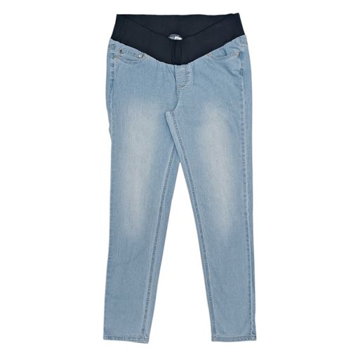 Skinny jeans azul claro sólido de maternidad