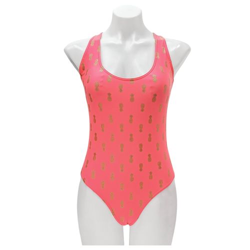 Traje de baño rosa estampado de piñas