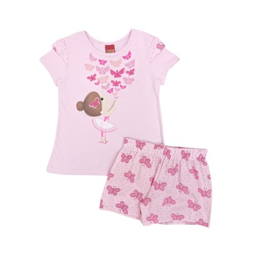 Conjunto de short rosa estampado