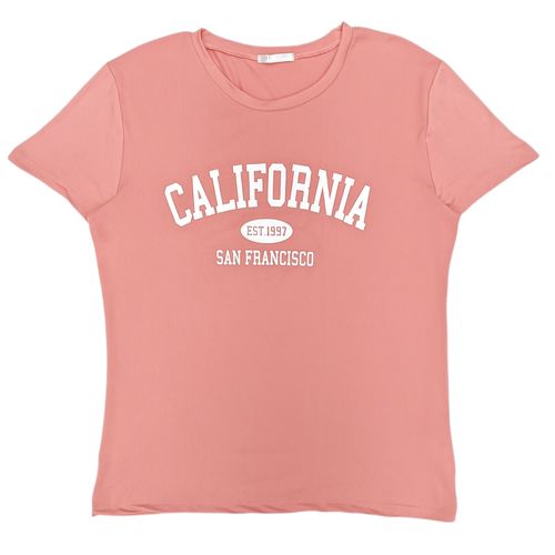 Camiseta curvy rosa estampada