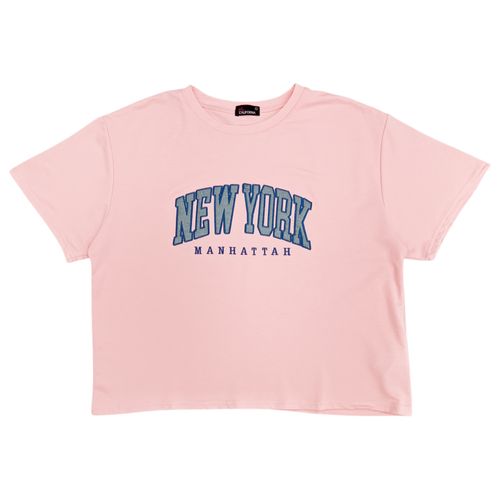 Camiseta rosa estampada