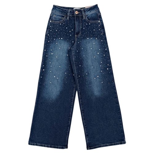 Wide leg jeans azul con brillo