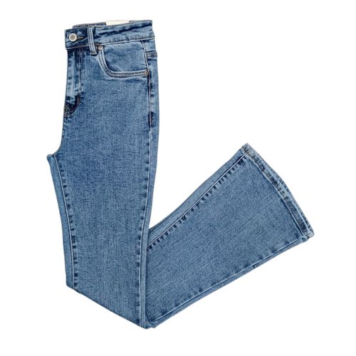 Flare jeans azul sólido