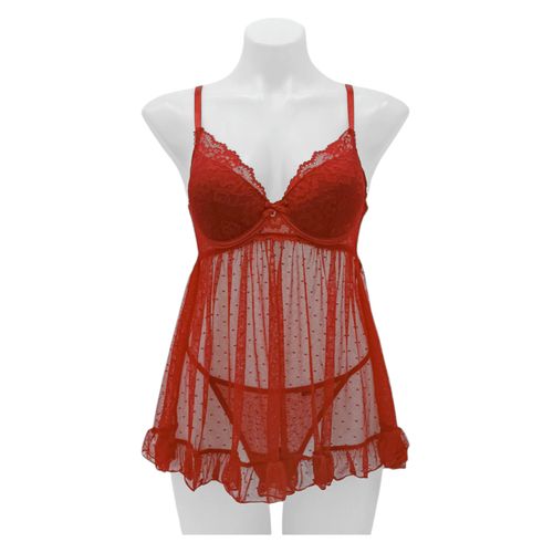 Babydoll rojo con textura