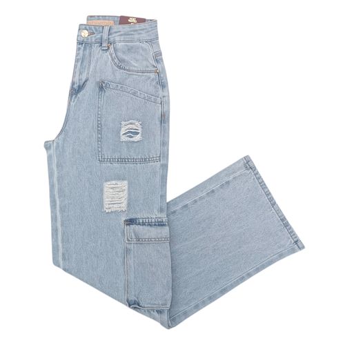 Straight jeans azul claro con textura