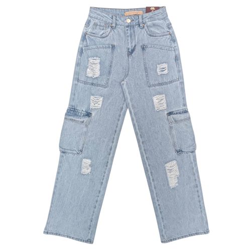 Straight jeans azul claro con textura